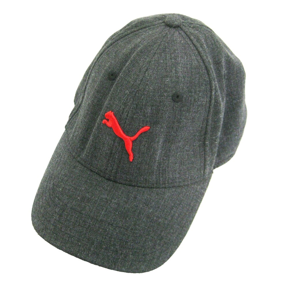 PUMA Men's Gray Baseball Cap Hat (Stretch Fit S-M) Raised Embroidered Logo
